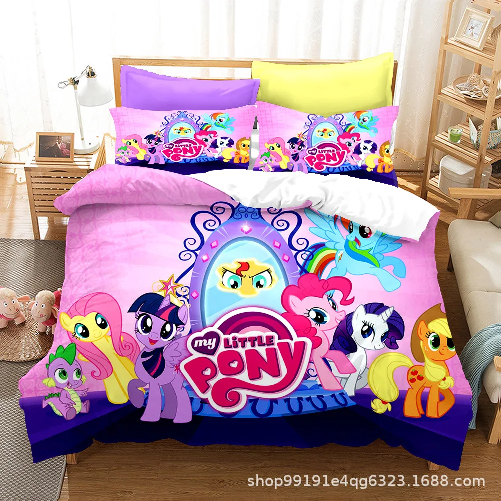 My Little Pony Bedding Sets Comforter Quilt Bed Cover Duvet Cover Pillow Case 2-3 Pieces Sets Kids Adult Bedroom Decor