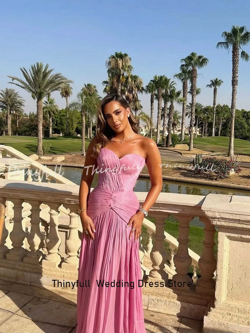 Thinyfull Mermaid Prom Dress Sweetheart Sleeveless Pleat Arab Evening Party Dresses Floor-Length Dress Robe De Soirée Customized image 2