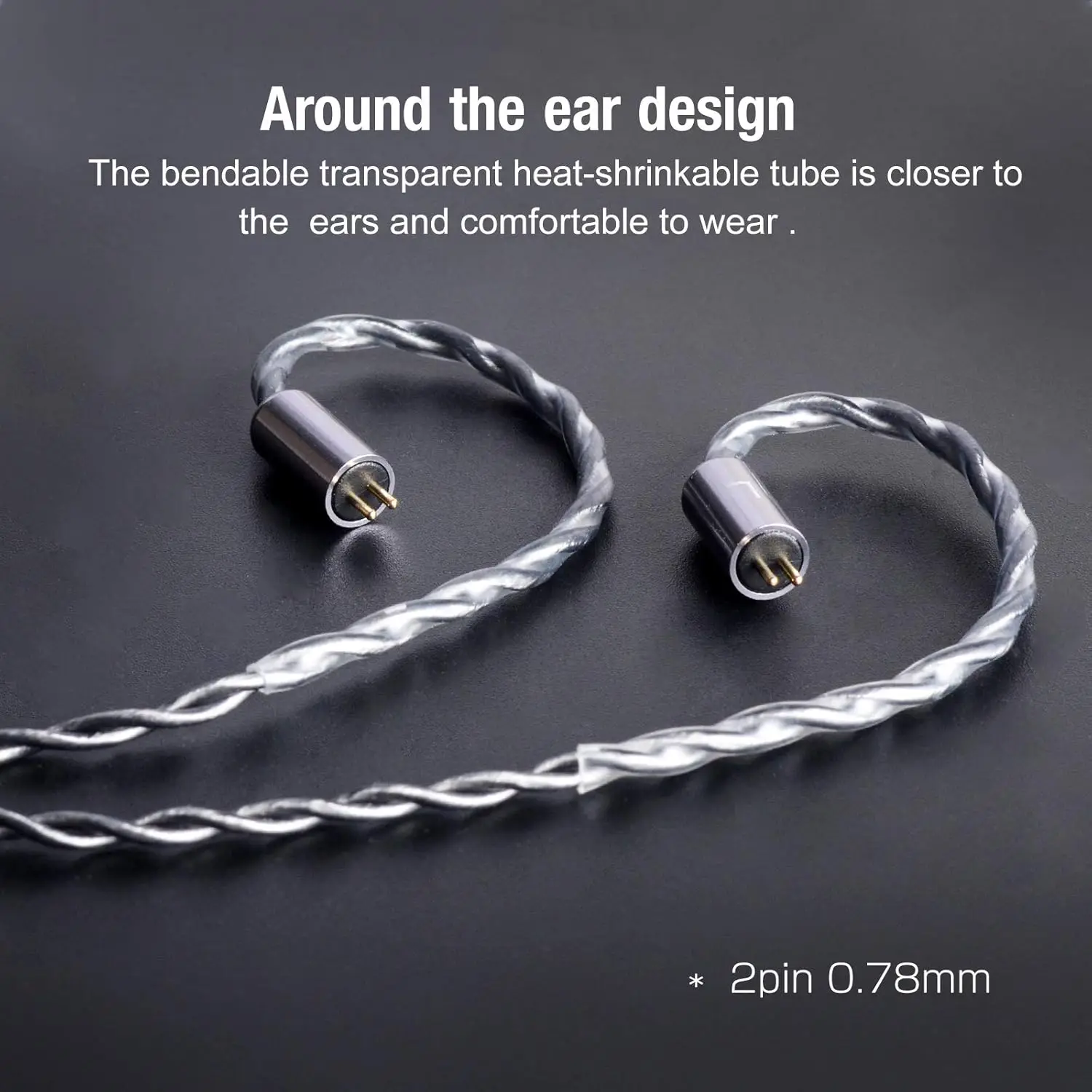 okcsc سماعة ترقية كابل سماعات الأذن استبدال OFC الفضة مطلي سماعات محول الصوت ل KZ ES4 ED16 ZS5 ZS6 ZSR ZST ZS10