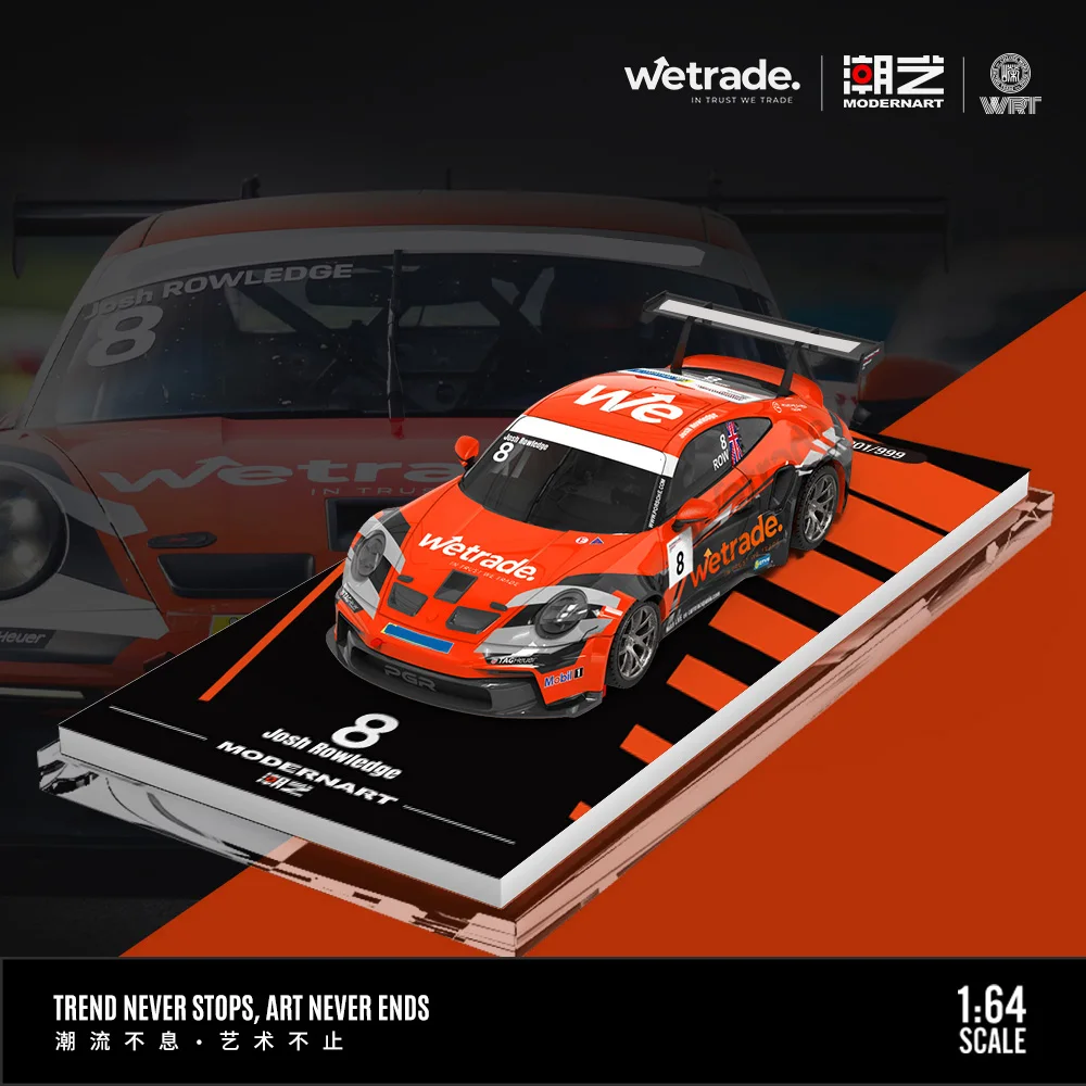 โมเดิร์นอาร์ต 1:64 รถแข่ง 911 จีที3 หมายเลข 8 ชุดรถบรรทุกคอนเทนเนอร์ โมเดลรถอัลลอย สำหรับสะสม โชว์ และเป็นของขวัญ