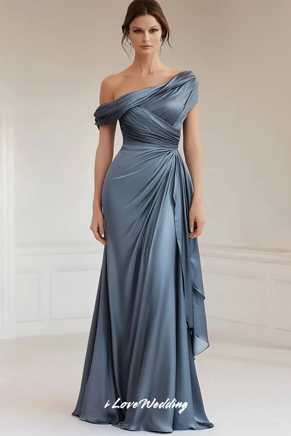 Green Off the Shoulder Evening Dresses 2025 Satin Pleated A-Line Dresses For Special Occasions Wedding Guest Dresses Customized image 5