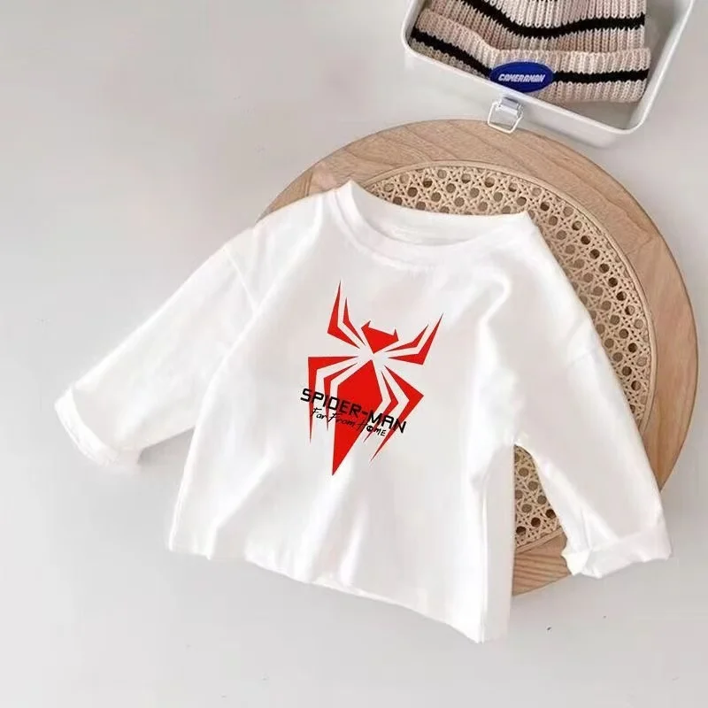 Spring Baby Boys Long Sleeve T Shirts Cartoon Spider Man Print Children Cotton Tee Girl Pajamas Tops Kids Toddler Clothes 3-8T