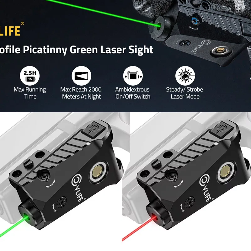 

Красный/зеленый лазерный прицел с магнитной зарядкой, перезаряжаемый пистолетный лазер для планки Пикатинни 21 мм, низкопрофильный, с двусторонними переключателями