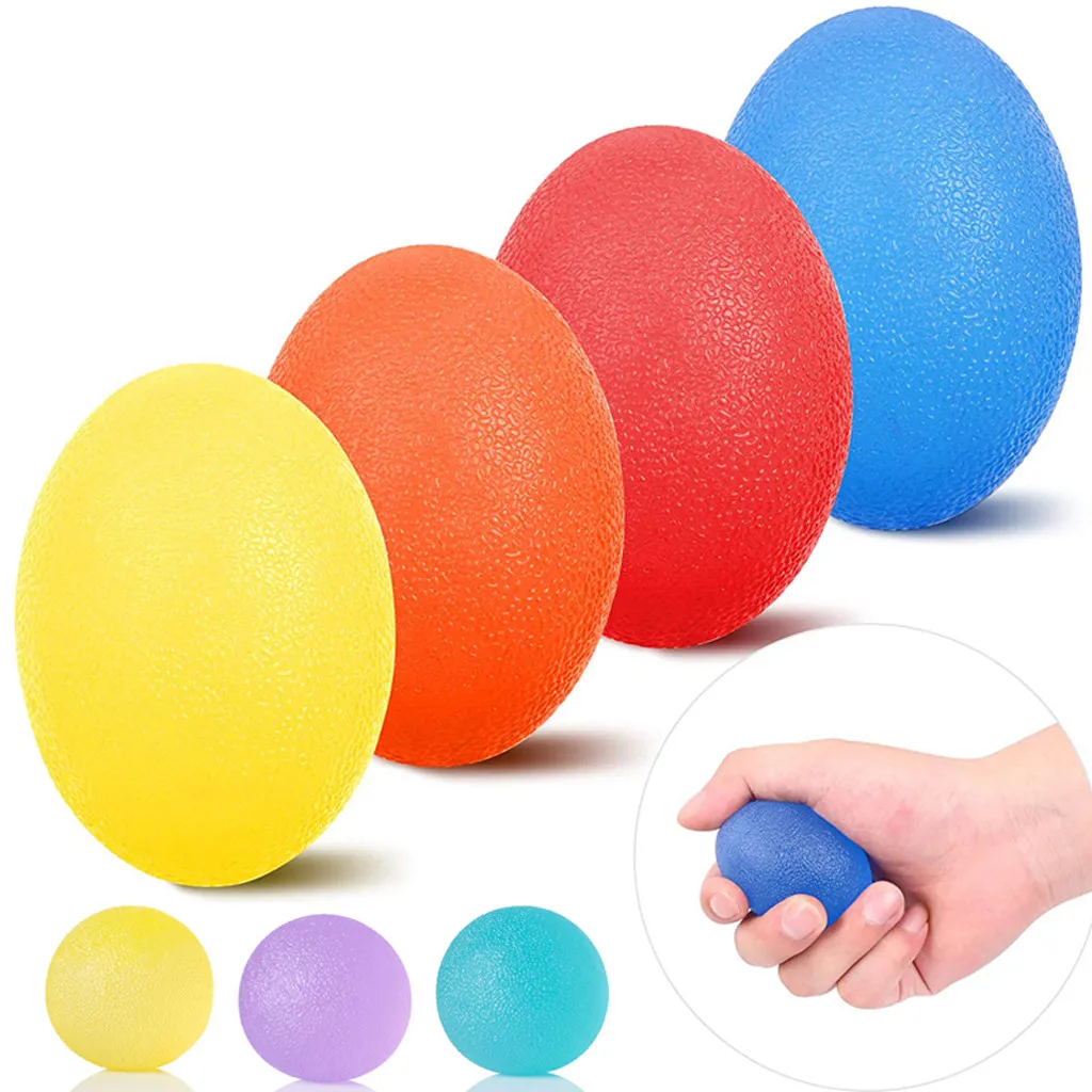 4 ชิ้นซิลิโคนไข่ฟิตเนส Grip Ball นวดบําบัดของเล่นมือนิ้วมือกล้ามเนื้อ Recovery Gripper บรรเทาอาการปวด Fascia Ball ﻿