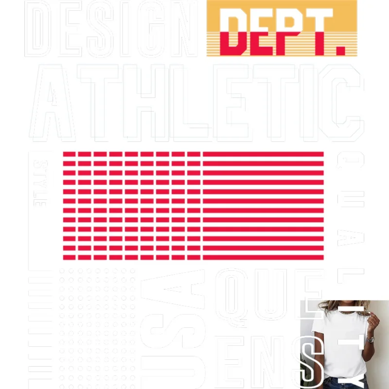 Trendy Athletic Style English Pattern Heat - Transfer White Ink Iron - on, Suitable for T - shirts, Canvas Bags, Casual Daily