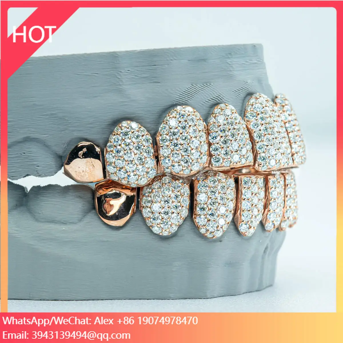 

Мужские и женские грилзы для верхних и нижних зубов, из стерлингового серебра 925 пробы с муассанитом, золотые грилзы