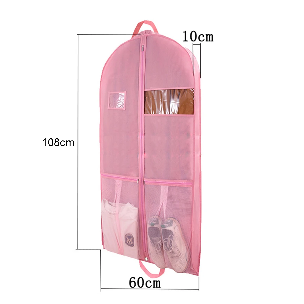 Pink Garment Bags Girls Dance Travel Hanging Clothes Dress Closet Storage Bag with Pockets and Carry Handles Protector Cover