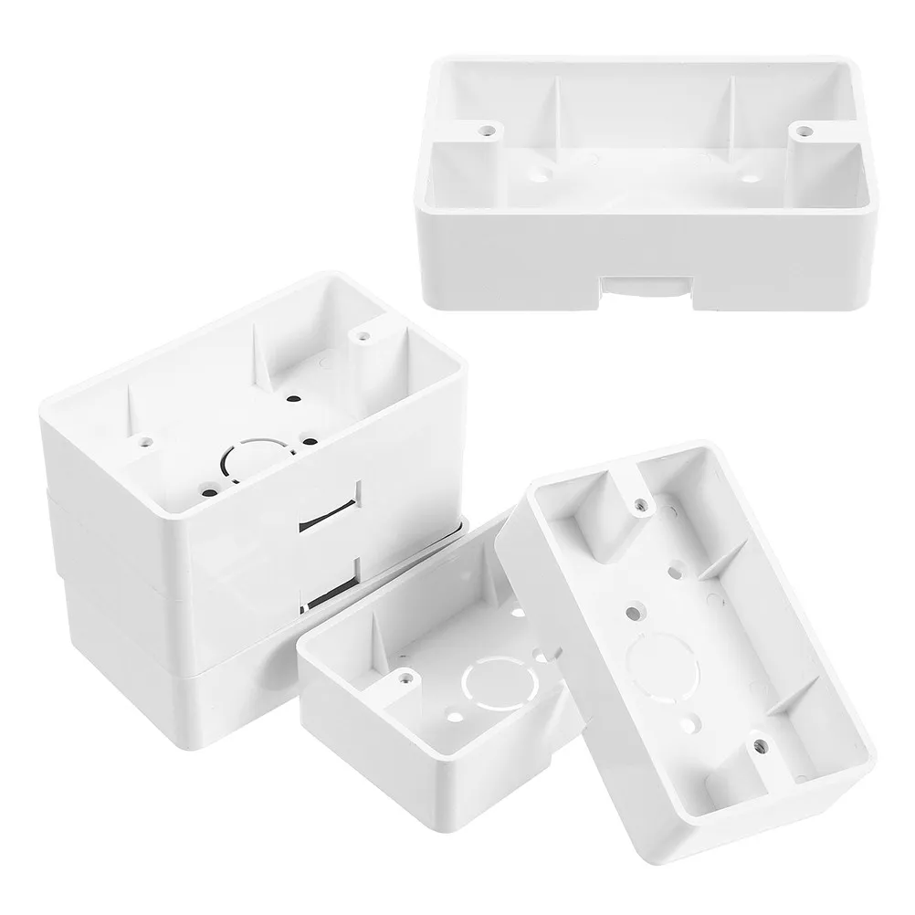 6Pcs Wall Mounted Junction Box Surface Mount Electrical Outlet Box ABS Plastic Shallow Backbox for Home Commercial Wiring
