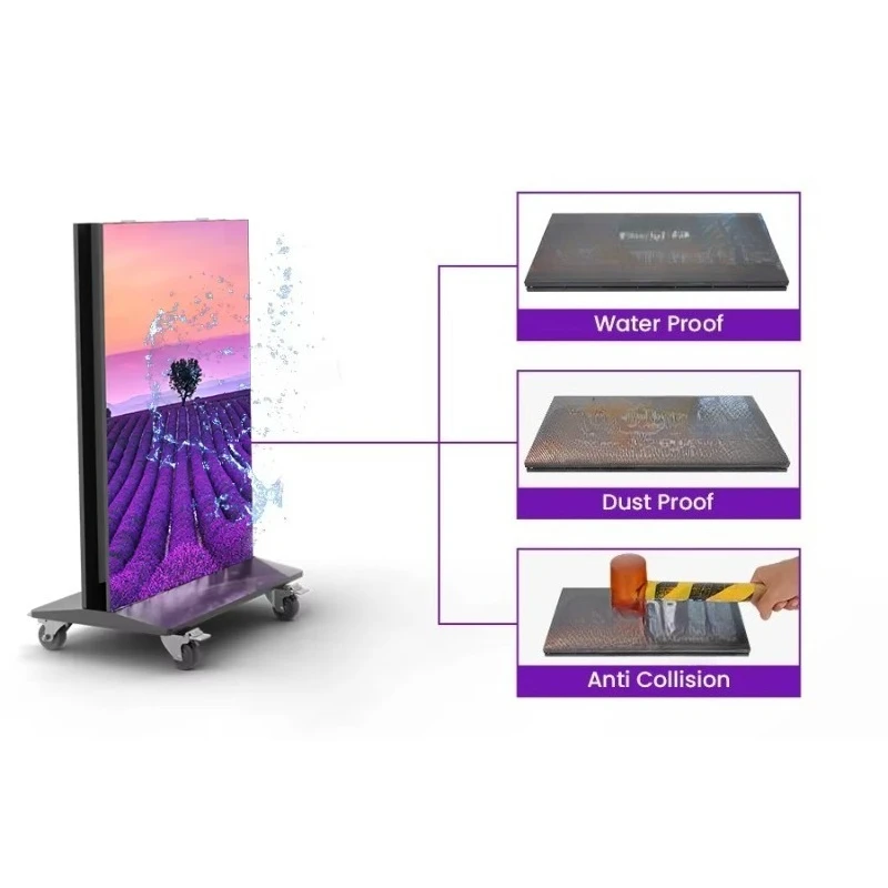 Free-Standing Wifi Controlled P2.5 Modules Foldable Wall-Mounted Electronic Digital Display LED Poster Shopping Mall Education