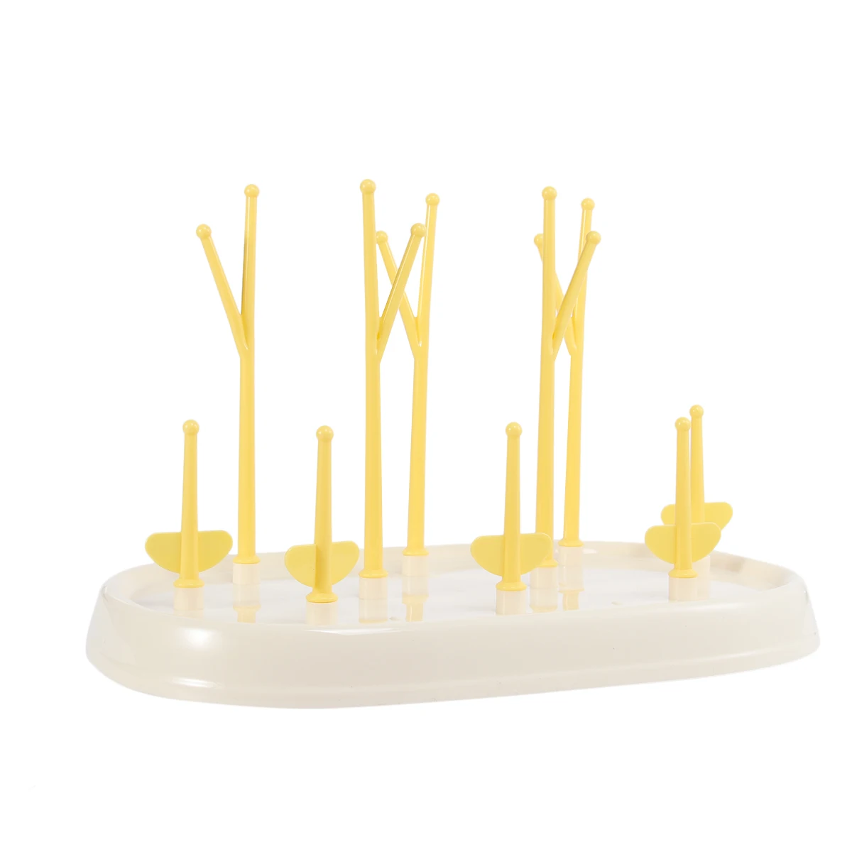 

Baby Yellow Holder Cup Organizer Tree Baby Bottle Rack Shape Dryer Removable Bottle Rack Tray Eco Plastic Material