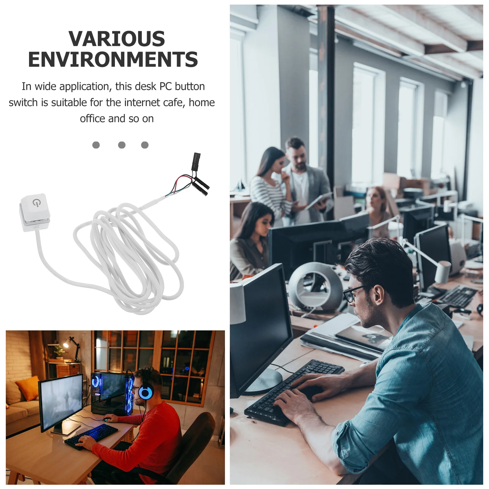 

Pc Power Button External Remote Adapter Cable 1.65m Extension for Desktop Computer Power Control on Off Switch