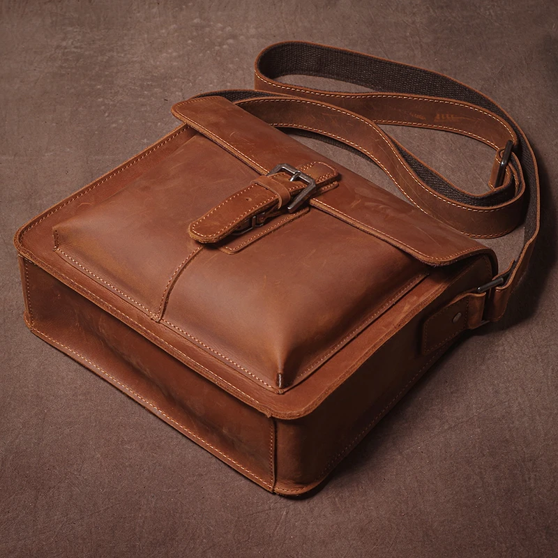 GURO العلامة التجارية الفاخرة حقيبة كتف جلدية حقيقية الرجال مجنون الحصان جلد البقر حقيبة ساعي المرأة ريترو حقيبة كروسبودي الاتجاه حقيبة حقيبة