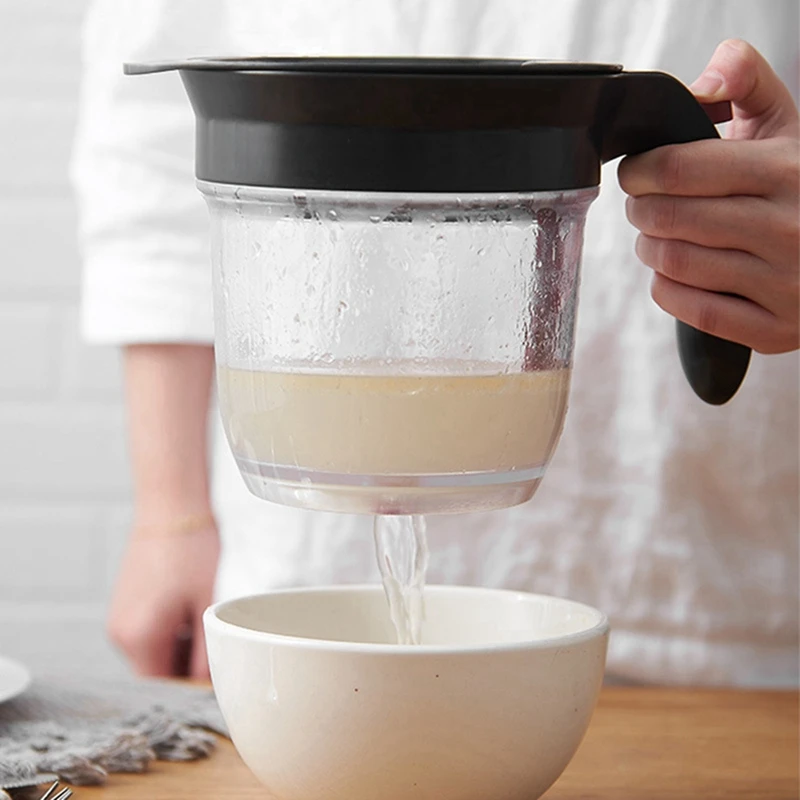 

Kitchen Tool Fat Separator With Bottom Release Fat Separator With Strainer Soup Residue Oil Filter Separate