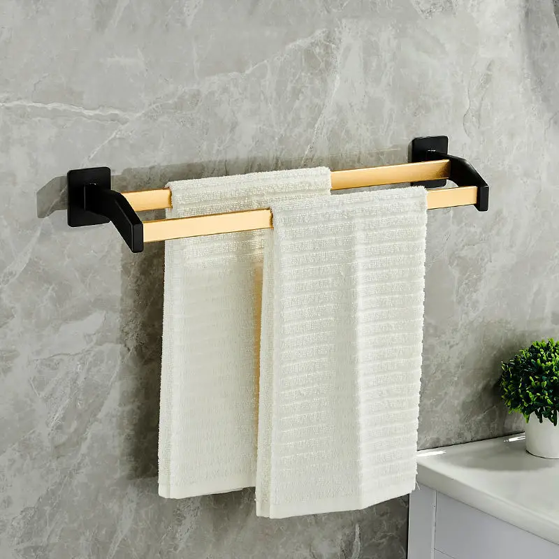 

Bathroom Hardware Set Premium Space Aluminum Double Towel Holder Rod Towel Racks