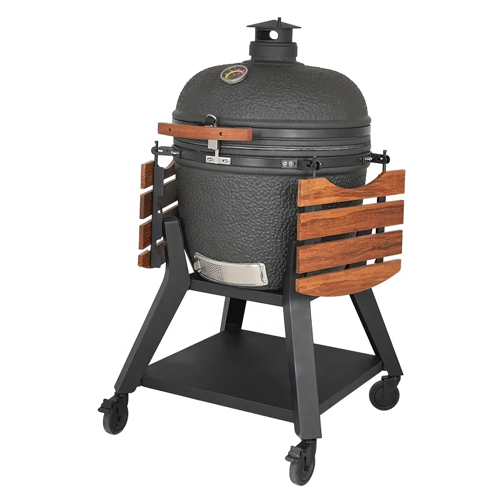 Dark Grey XL 23.5 Inch Professional Charcoal Grill Outdoor Bbq Kitchen Barbecue Kamado Bbq Grill