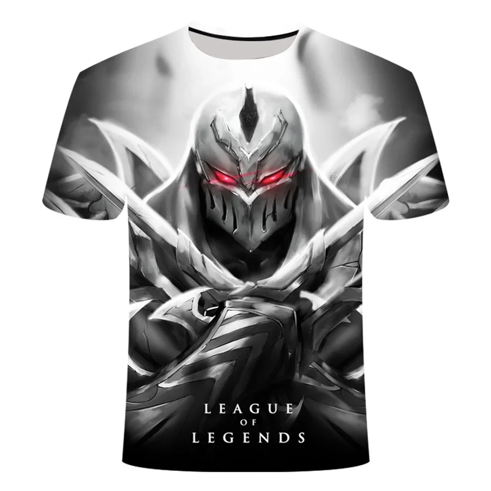 Best-selling Black Casual Style 3D Printed League of Legends T-shirt Summer Game Men\'s and Women\'s Loose Crew-neck T-shirt