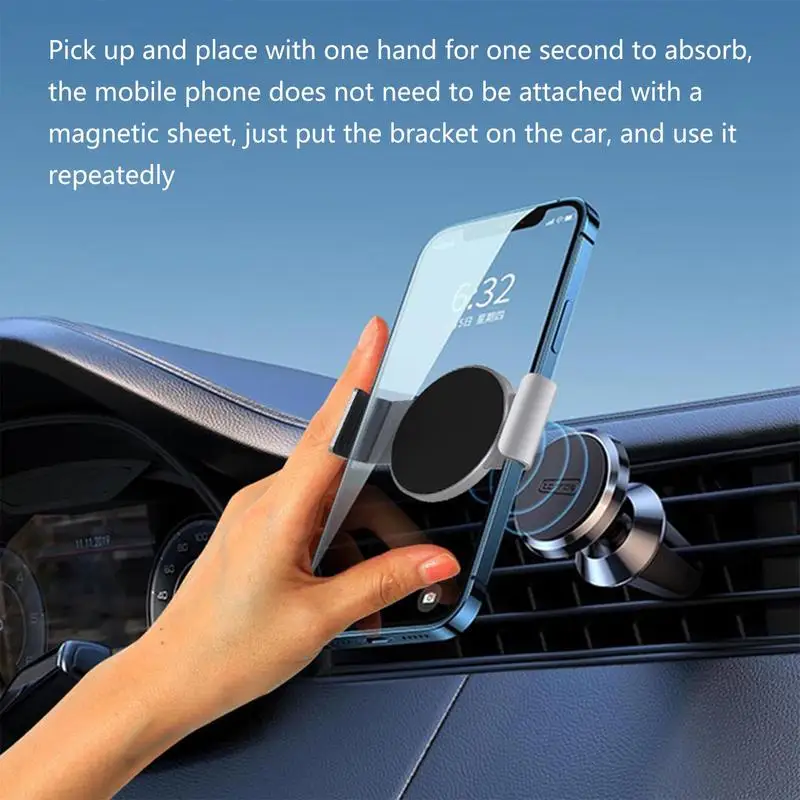 Metal Phone Clamp For Magnetic Car Mount Phone Clip For Magnet Phone Car Holder For IPhone Samsungxiaomi Smartphone