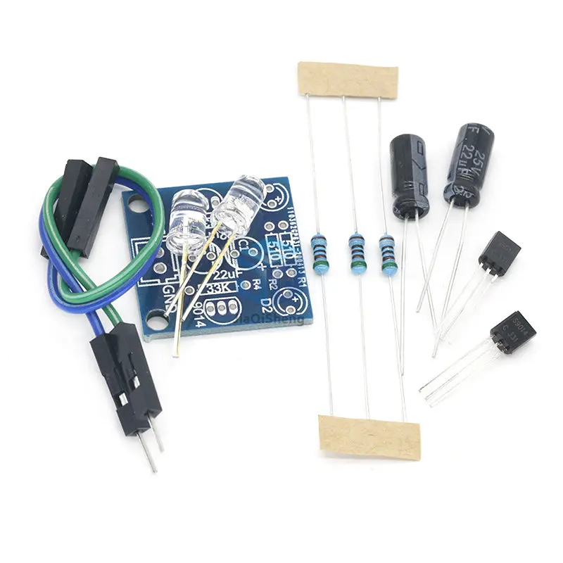 MHT11 Simple 5MM LED Flash DIY Kits DC 3V-14V Circuit Electronics Suite 1.6mm Parts for Arduino Blinking Flashing Kit