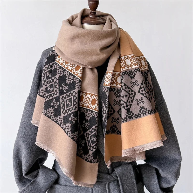 Luxury Brand Pashmina Shawl Wrap Scarf for Women Design Winter Warm Cashmere Scarves Bandana Female Thick Blanket Soft Bufanda