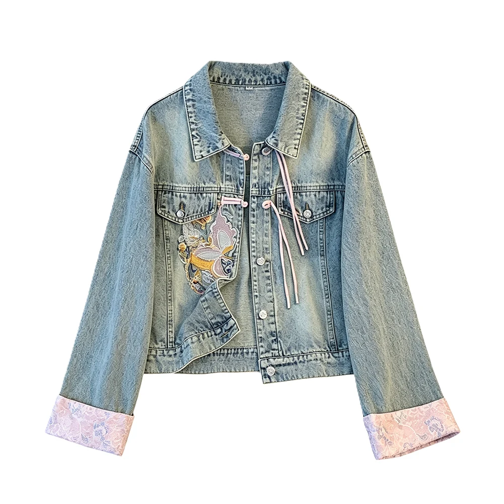 Short Length Casual Jacket Short Length Outerwear 42 S 40-50KG Women Jean Jacket Casual Design Lightweight Material