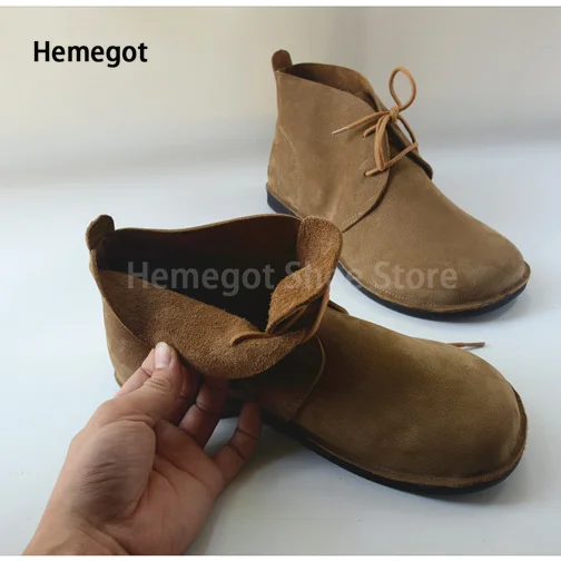 

Cowhide Casual Boots for Men Wide Toe Leather Single Shoes Soft Soles Soft Leather Ankle Booties Single High Top Men's Shoes