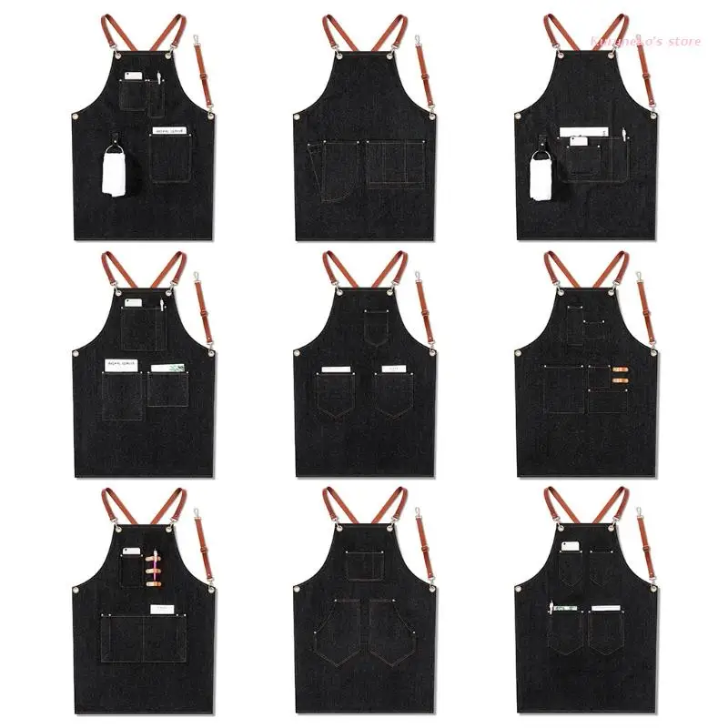 Neko Black Apron for Men Chef Work Professional for Barbeque Cooking, Water Resistant & Bib Adjustable with Tool Pockets,