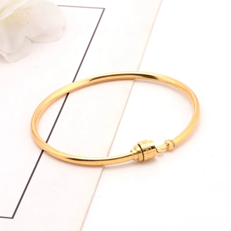 Flashion Simulated 520 Password Openable Love Bangle Plated 100% Real Gold 24k Valentine\'s Day Gift Bracelet 18K gold Jewelry