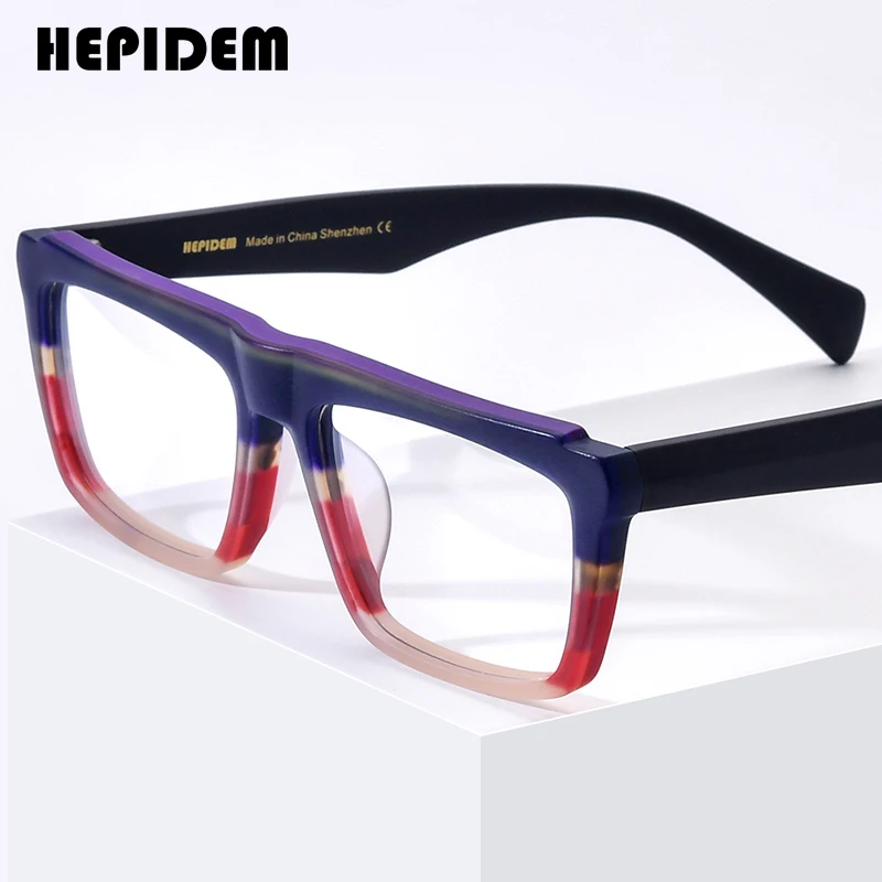 

HEPIDEM Matte Acetate Glasses Men Fashion Retro Square Eyeglasses 2023 New Women Spectacles Eyewear H9289