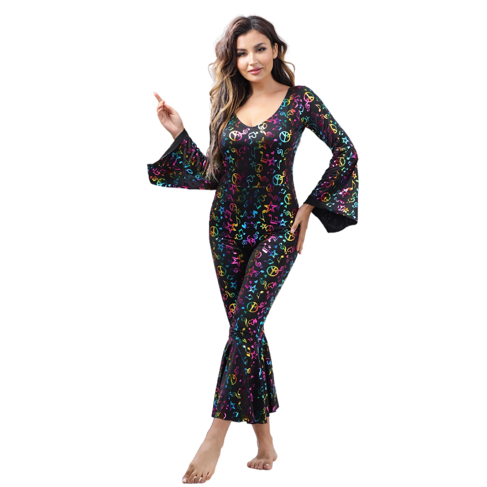 

Высококачественные комбинезоны для Хэллоуина, дискотеки, эластичная ткань, яркий цвет, с низкой талией, женский комбинезон для костюмированной вечеринки