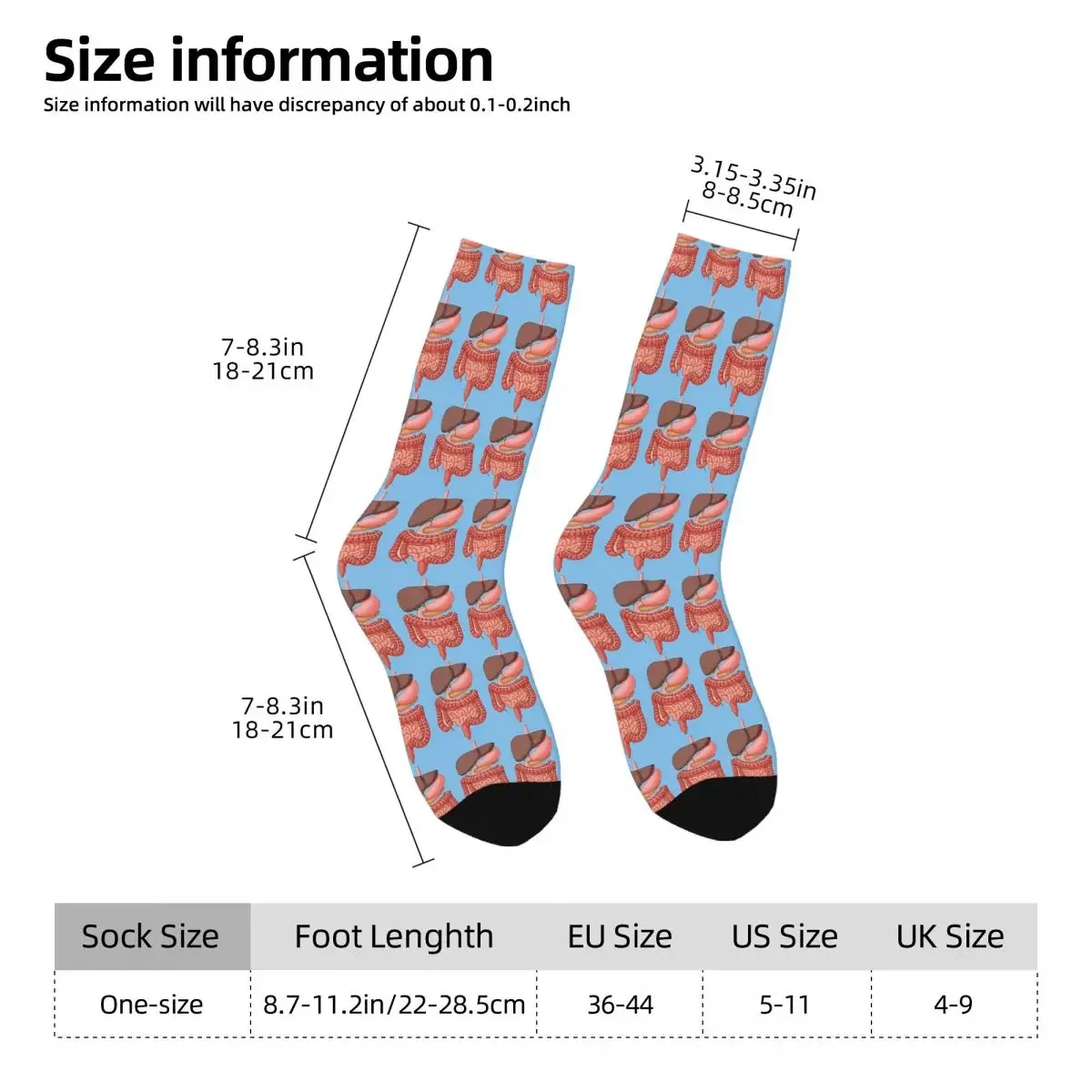 Digestive System Organs, Medical Illustration Socks Harajuku High Quality Stockings All Season Long Socks Unisex Christmas Gifts