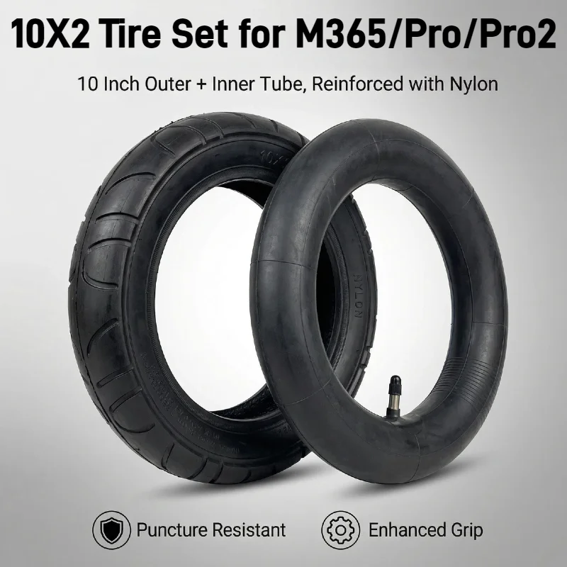

Пневматические шины 10x2 дюйма для электросамокатов M365 Pro/Pro2 Mi с утолщенным внешним и внутренним слоями для легкой накачки