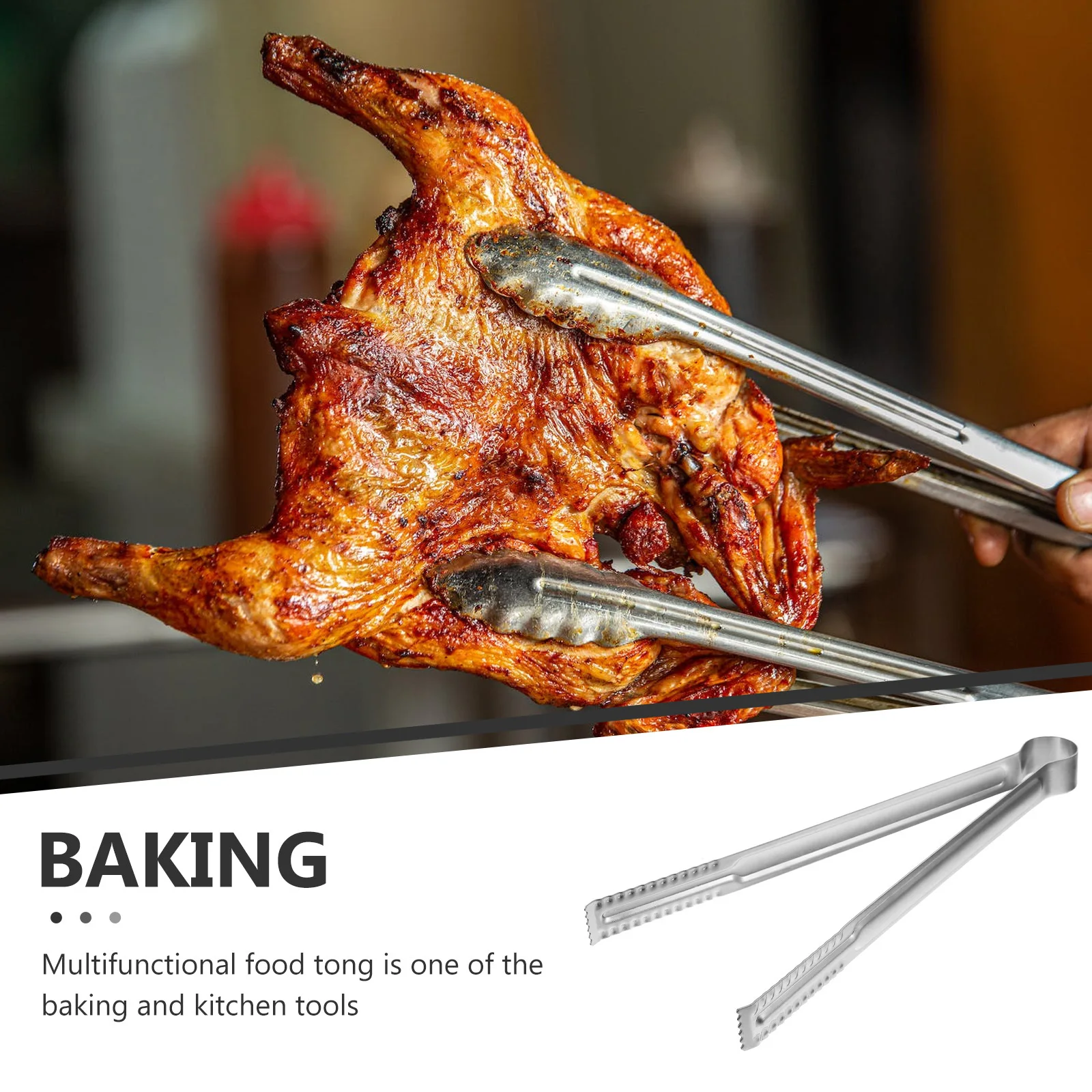 

1Pcs Stainless Steel Barbecue Tong Multifunctional Bread Clip Kitchen Tool for Restaurant Hotel Buffet Party Barbecue Tong