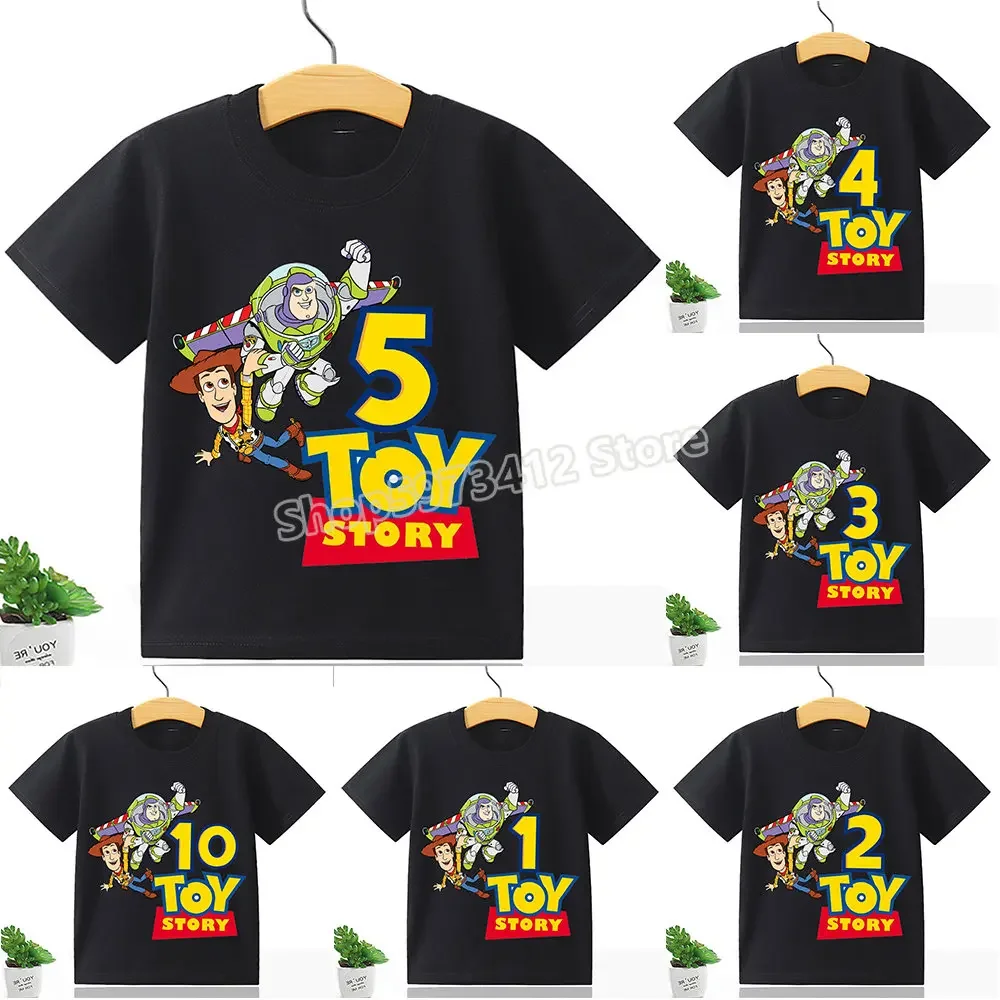 Toy Story Number 1-10 Kids T-shirt Cute Birthday T Shirt Disney Anime Cartoons Casual Clothes Girl Boy Tees Short Sleeve Tops