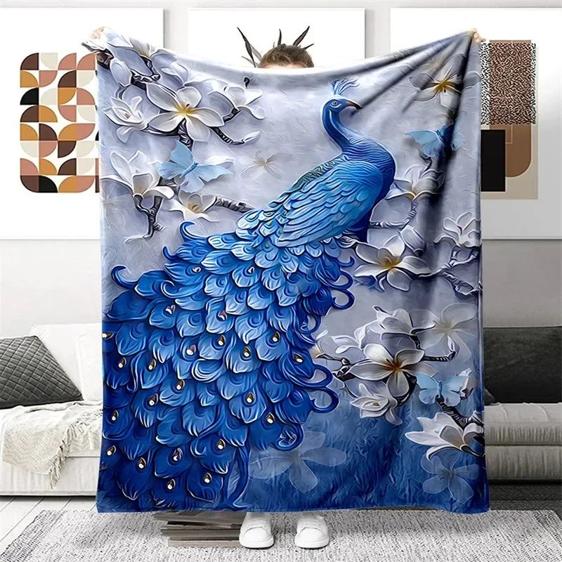 

Wild Animal Peacock Flannel Blanket for Bed Couch Sofa Dorm Travelling Blanket Boys Girl Gift Home Decor Cozy Warm Throw Blanket