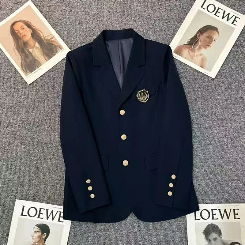 Japanese Uniform Women Blazer Jacket Spring 2025 New Ladies Office Suit Coat Bf Loose Lapel Casual Buttons Outerwear