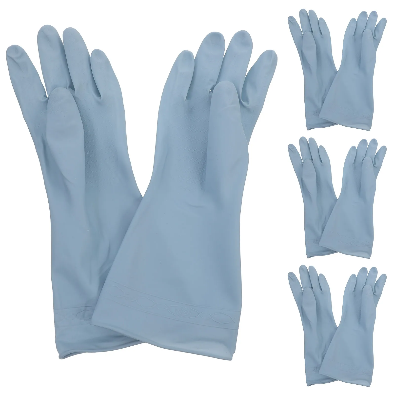 

4 Pairs Running Waterproof Rubber Gloves Work Washing for Dishes Pvc Dishwashing Kitchen