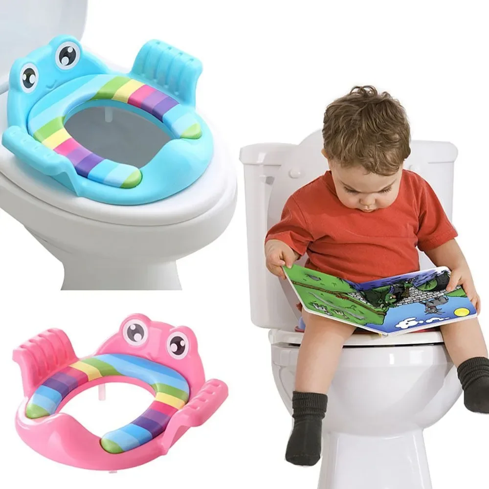 Stable Safe Baby Toilet Seat Soft Cushion Non-slip Children Potty Easy to Clean Frog shape Potty Training Toilet for Infant