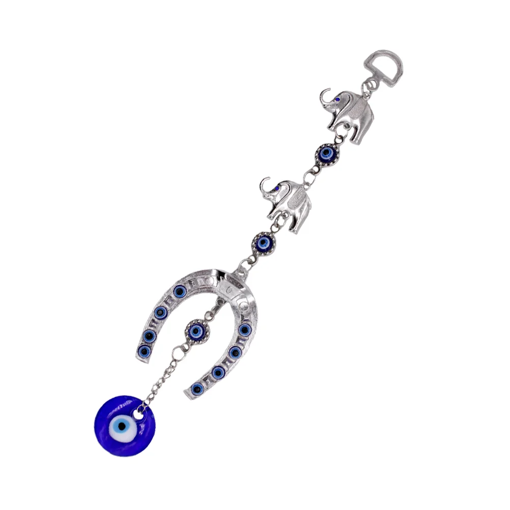 Blue Eye Charm Car Decor Eyes Blessing Horseshoe Decorations Elephant Pendant Pure Material Shape Hanging Alloy Turkish Luck