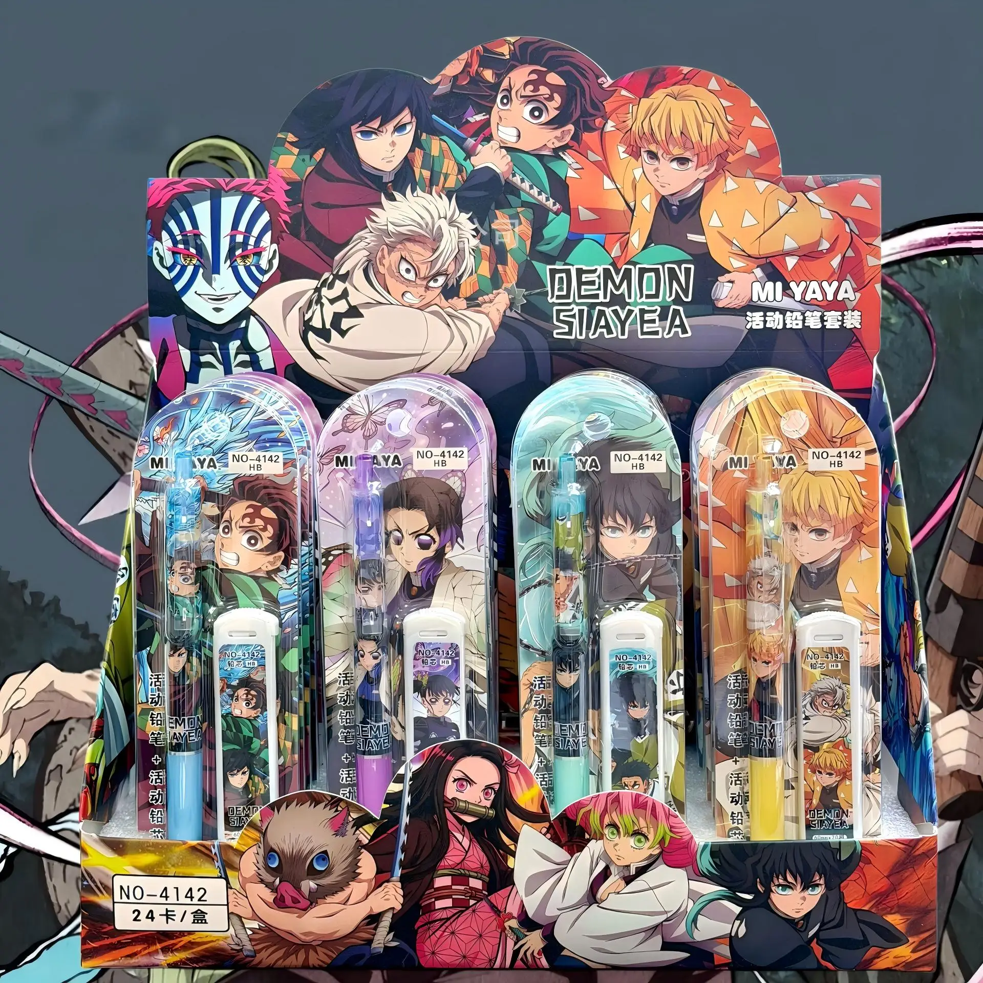 Anime Demon Slayer 0.5mm Automatic Pencil Set Random 1/6pcs Stationery Refill for Students Office Supplies
