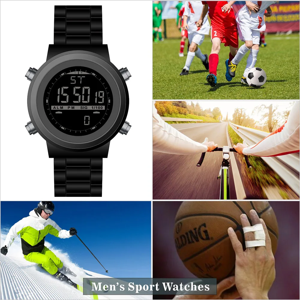 Ever Move Watch Men's Watch Fashion Sport Watches Stainless Steel Strap Mens Watches Stopwatch Chronograph Waterproof Wristwatch