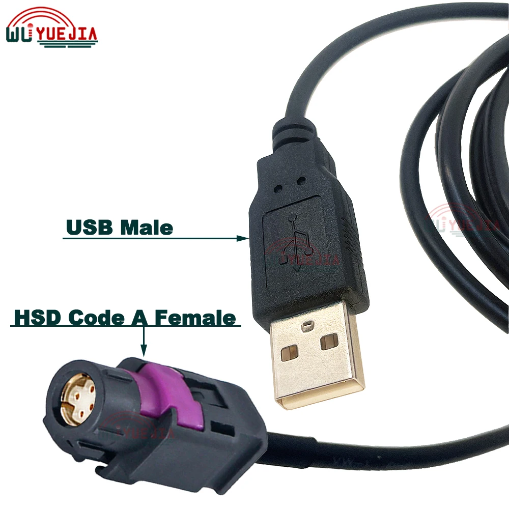 HSD to USB Cable USB AM / AF to 4 Pin HSD Black Code A Female Jack LVDS Cable Car Head Unit Control Screen RCC NAC Cable Adapter