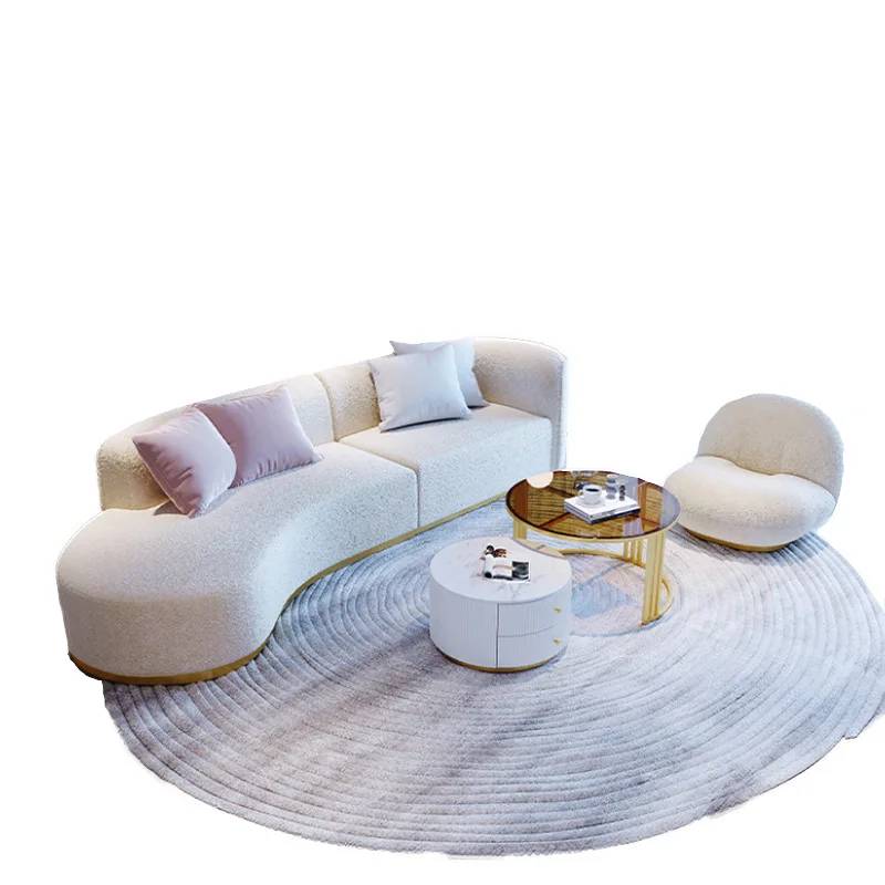 

&c Nordic Modern Simple Light Luxury Living Room Beauty Salon Leisure Reception Area Arc Sofa