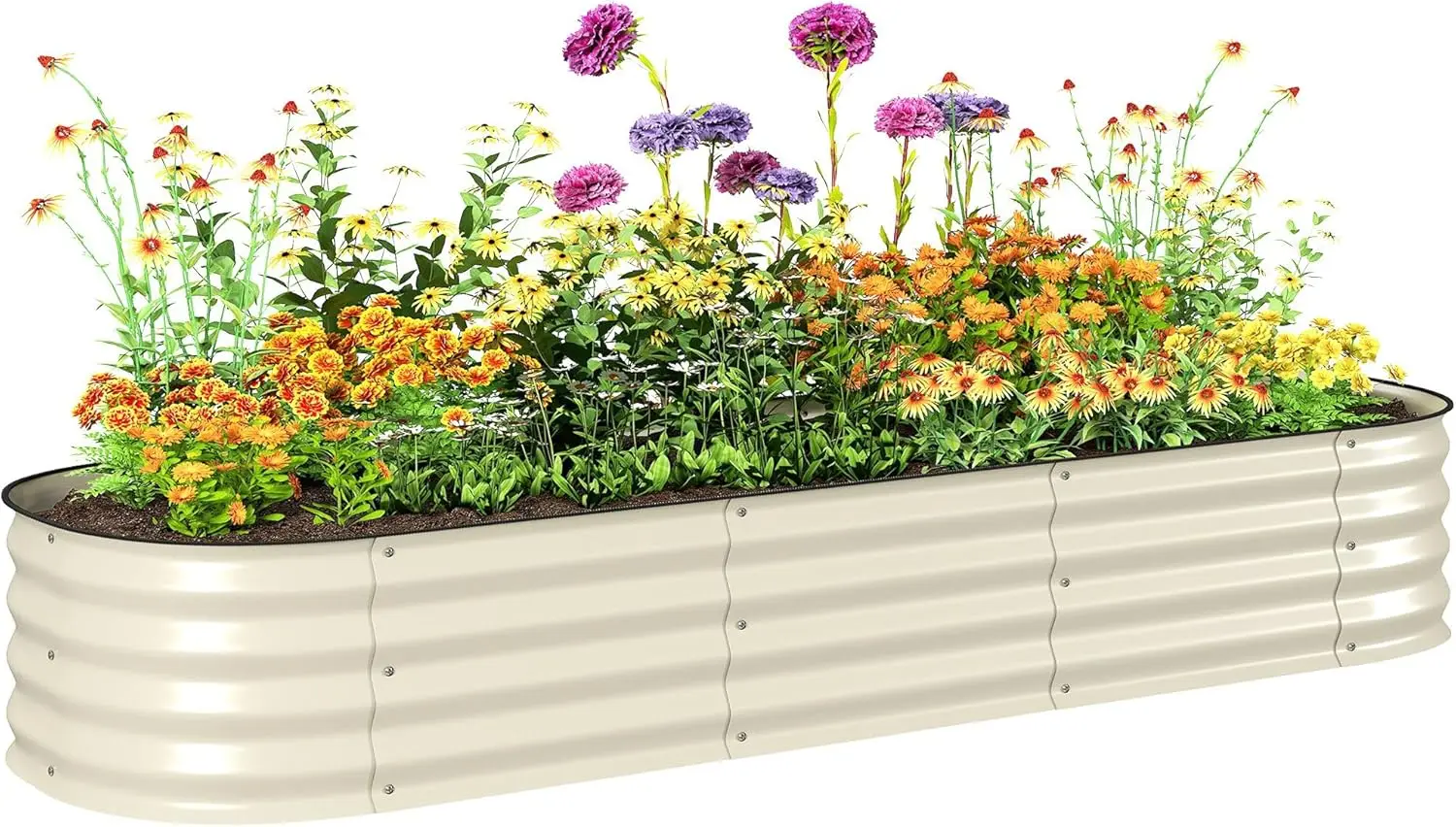 

6.5' x 2' x 1' Galvanized Raised Garden Bed Kit, Outdoor Metal Elevated Planter Box with Safety Edging, Easy DIY Stock T