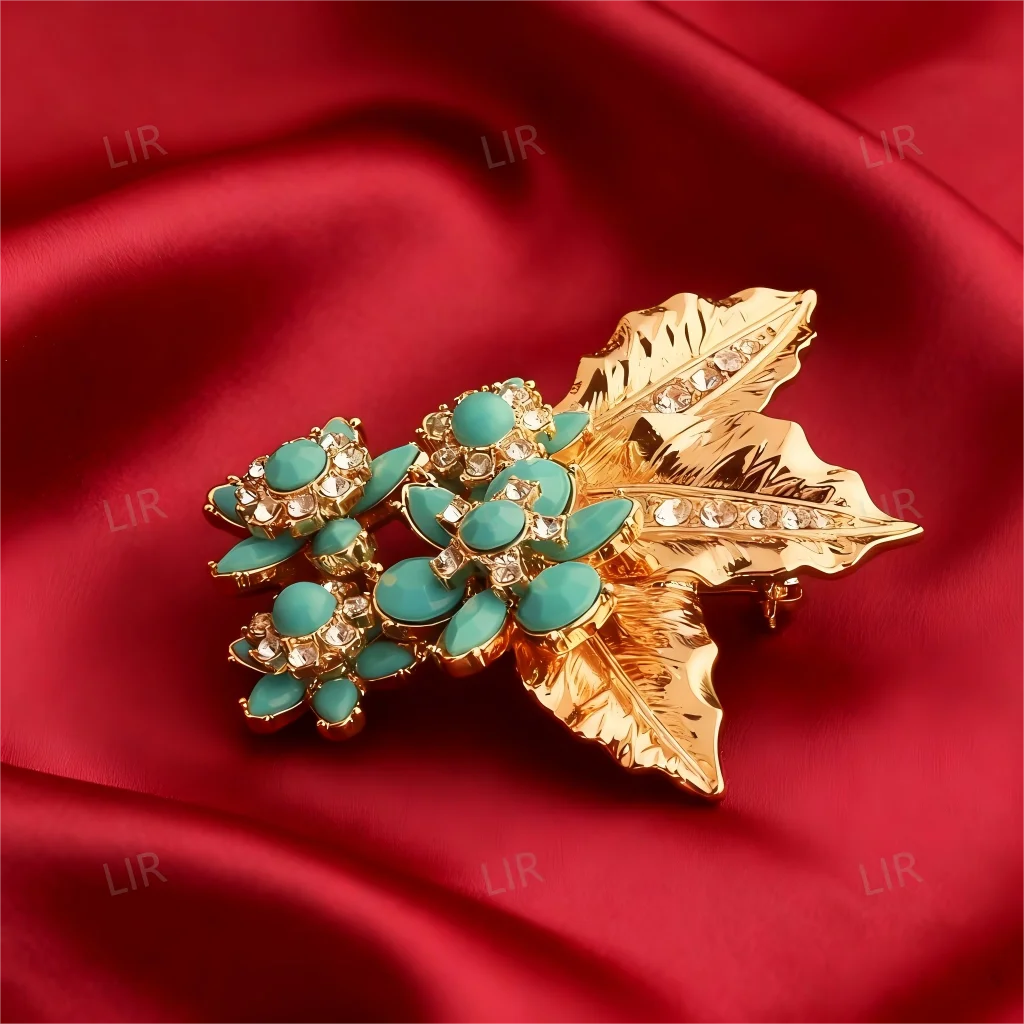 بروش LIR New INS Style: زهرة نباتية لامعة من الزركون AAA | سترة السترة طوق دبوس العصرية #3