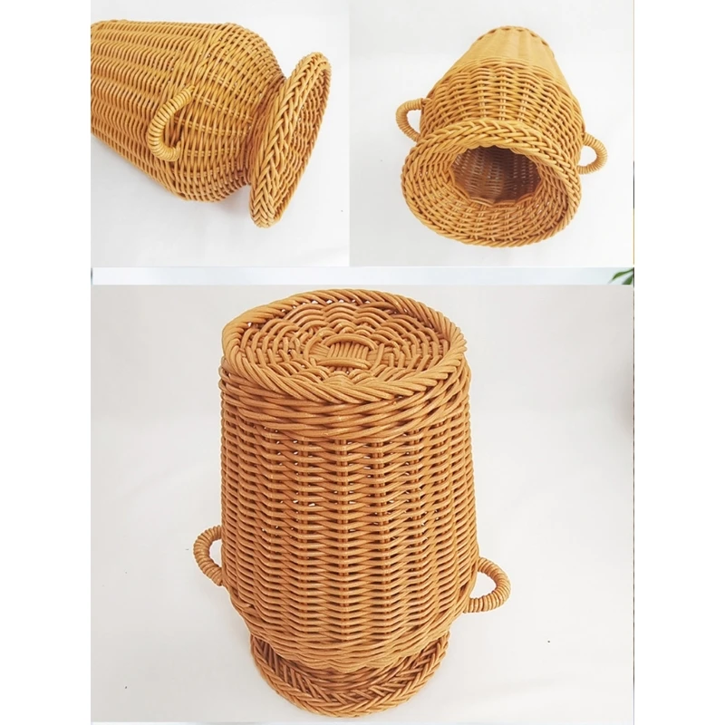 Y1UB Country Styles Sturdy Rattan Handwoven Vases Multipurpose Household Decoration Basket for Flowers or Storage Solution