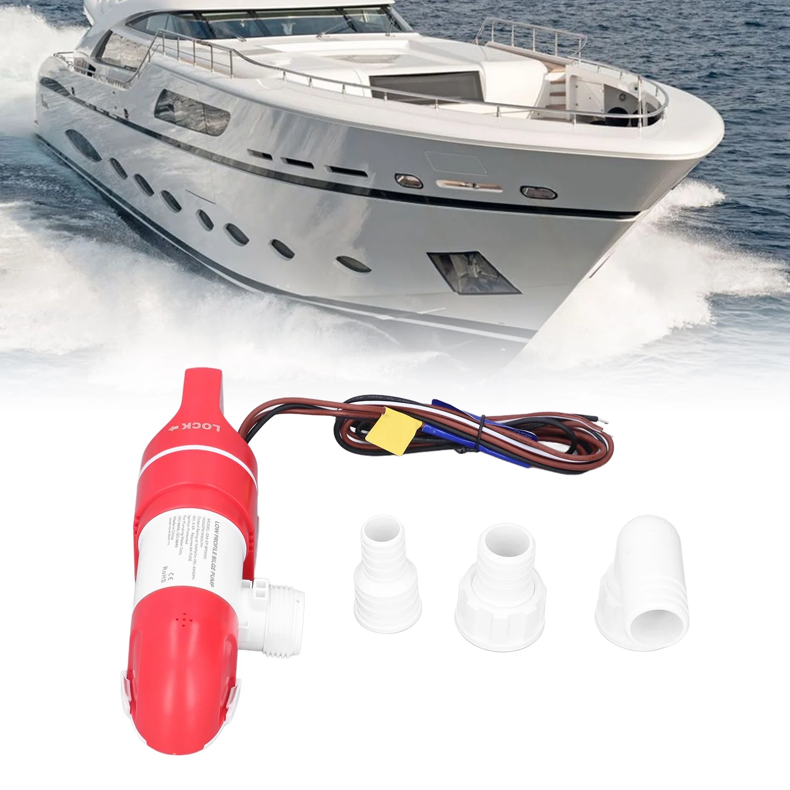 New Low Bilge Pump Low  Bilge Pump 1100GPH/4160LPH Electric Automatic Stainless Steel DC12V 360° Rotation for Boats