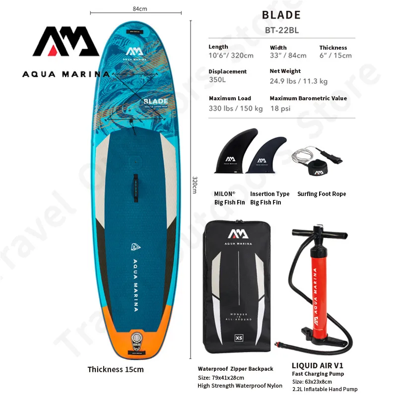 AQUA MARINA BLADE SUP Surfboard 3.2m Stand Up Inflatable Paddle Board EVA Non-Slip SUP Cruise Aquatic Sports Surfing Windsurfing