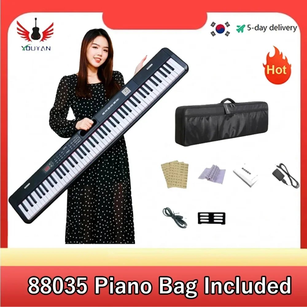 88 Keys Portable Digital Piano 88035# Multifunctional Electronic Keyboard Piano for Piano Student Musical Instrument Beginner