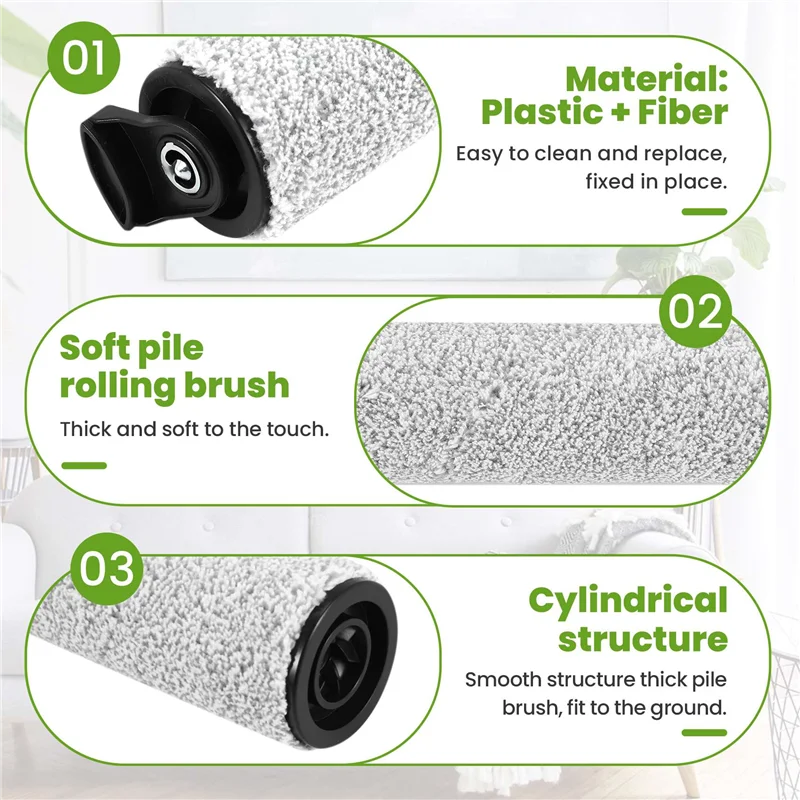 A75X อะไหล่ทดแทนสําหรับ Tineco Iffloor 3/ชั้น One S3 เครื่องดูดฝุ่นไร้สาย, 2 แพ็คลูกกลิ้งแปรง + 4 แพ็คกรองสูญญากาศ
