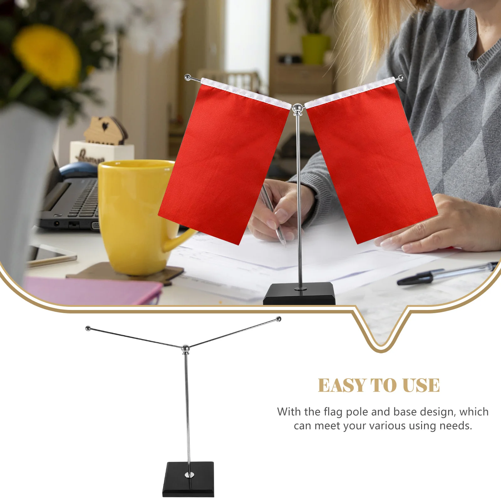 

Marble Table Flag Pole Office Desk Decor Base Set Wear Resistant Meeting Flag Holder Stainless Steel Compact Design Suitable